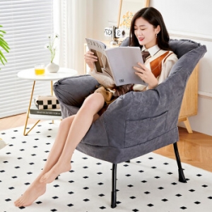 景彩懒人沙发单人家用学生宿舍休闲电脑椅阳台卧室躺椅JCY09 升级豪华座包-灰色(可拆洗)
